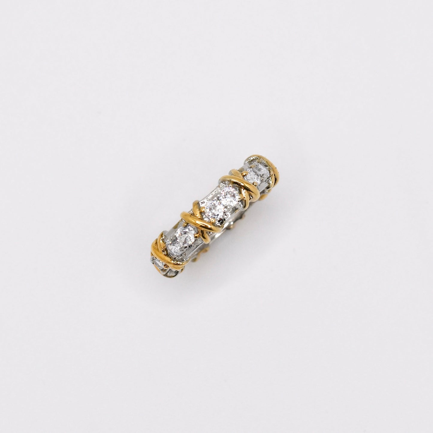 Two-Tone Diamond Eternity Band with Gold Wrap Detail